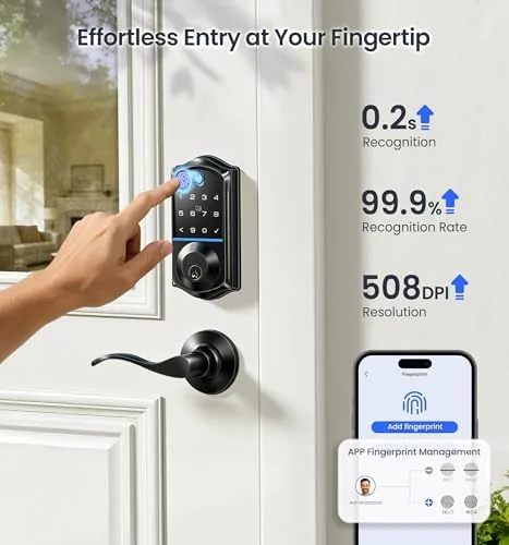 The Veise VE017-L Fingerprint Smart Lock with 2 Lever Handle Set compared in context