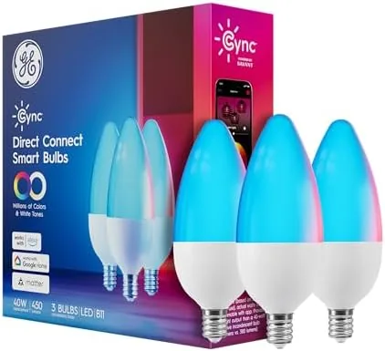 Overview of the Cync GE Color Changing Smart Candelabra LED Bulbs, WiFi, 3