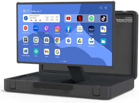 Overview of the apolosign packgo 27-Inch Portable Entertainment System, Compact Suitcase Design Smart