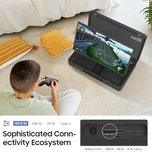 Another view of the apolosign packgo 27-Inch Portable Entertainment System, Compact Suitcase Design Smart