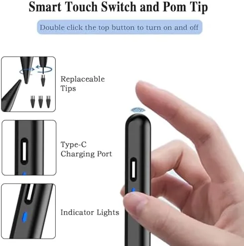 Another view of the Stylus Pen for Android Tablet/Phones, Tablet Pencil for iOS/Android,Black |