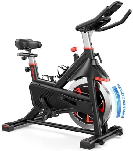 Merach magnetic exercise bike assembled in a home gym