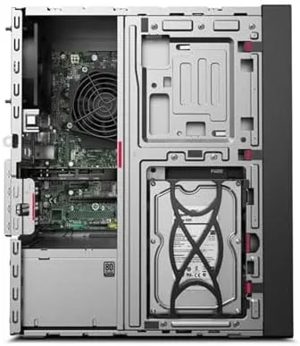 Close up of the Core i7-8700 heatsink and the internal components of the workstation