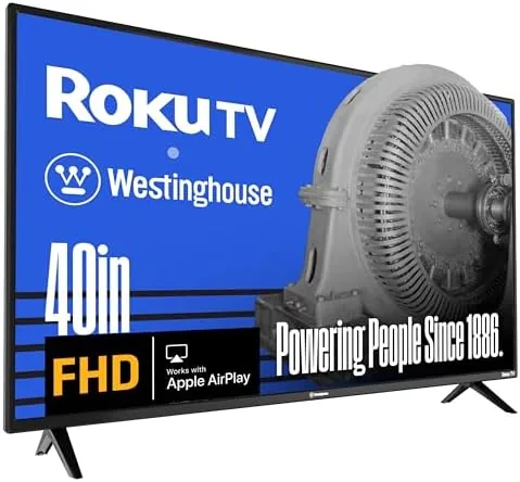The Westinghouse 40 inch Roku TV mounted on a wall in a bedroom setting