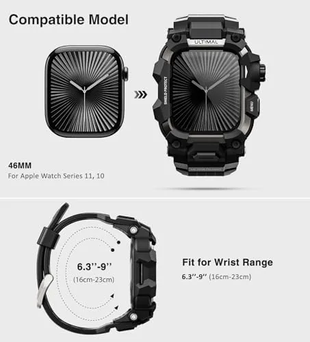 Close look at the ULTIMAL Rugged Case with Band for Apple Watch 46mm,Compatible with build quality