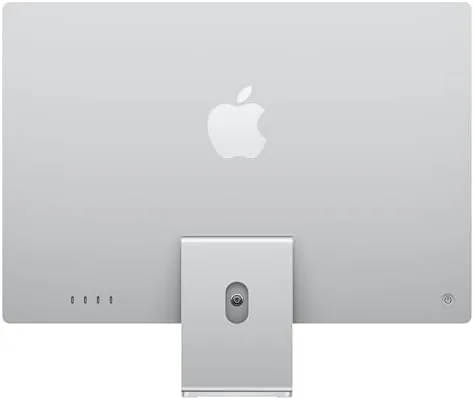Close up of the iMac stand, edge profile, and power port