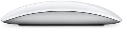 Magic Mouse in use scrolling a long document on a MacBook Pro