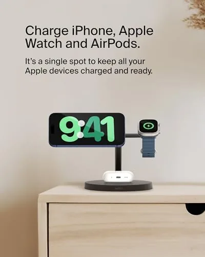 Close look at the Belkin Qi2 15W Wireless Charging Station, 3 in 1 iPhone build quality