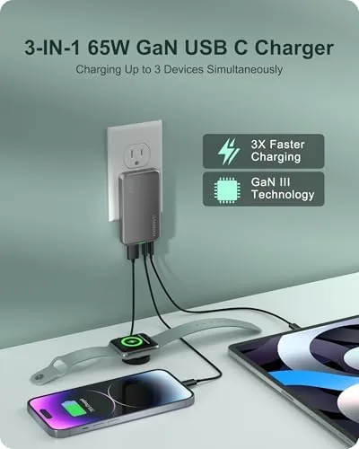 Close look at the Flat USB Wall Charger, GaN Charger 3 Ports with 2×Type-C build quality