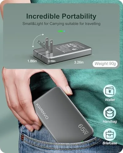Another view of the Flat USB Wall Charger, GaN Charger 3 Ports with 2×Type-C