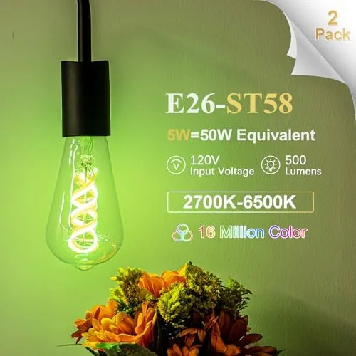 Close look at the DiCUNO Smart Edison Bulb ST19, RGB Color Changing & Tunable build quality