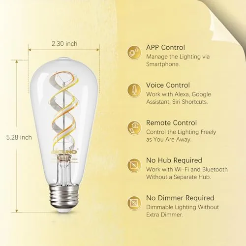 The DiCUNO Smart Edison Bulb ST19, RGB Color Changing & Tunable in real use