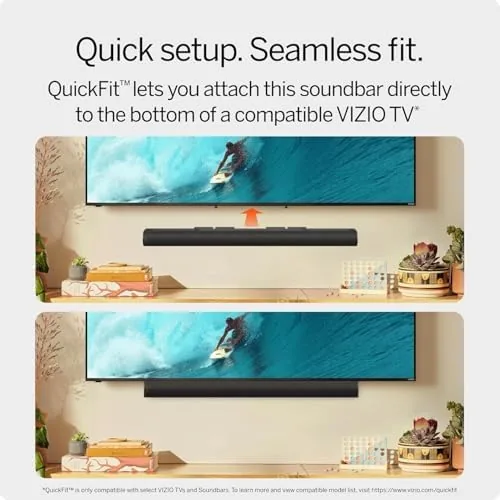 Action movie playing with the soundbar glowing below the television