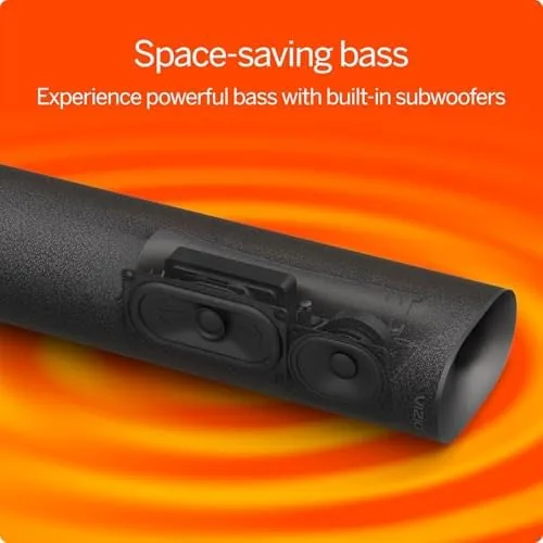 Soundbar system next to a larger multi-speaker home theater setup