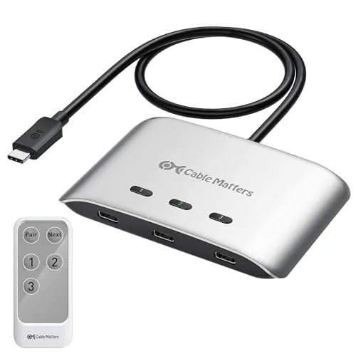 Overview of the Cable Matters 20Gbps USB C KVM Switch, 3-in-1-Out, 140W PD
