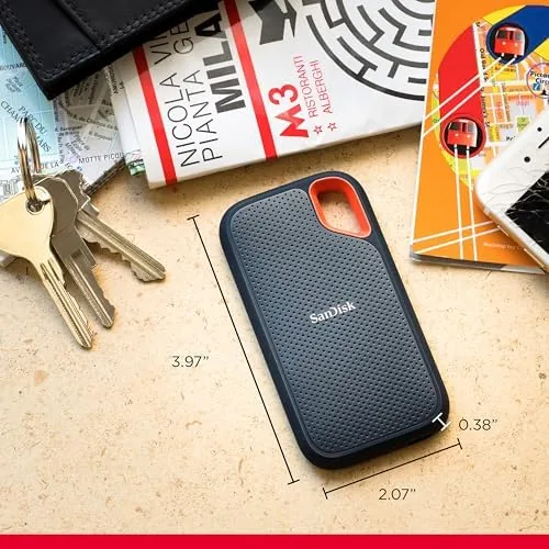 Detail shot of the SANDISK 8TB Extreme Portable SSD (Old Model) - Up to features