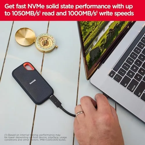 Another view of the SANDISK 8TB Extreme Portable SSD (Old Model) - Up to