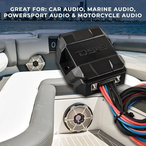 Detail shot of the DS18 BTC-Five Universal Wireless Bluetooth 5.3 Audio Receiver, Long Range features