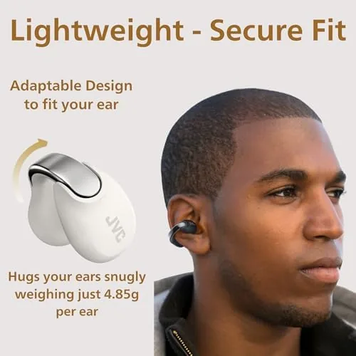 The JVC Nearphones HANP1TW Open Ear True Wireless Headphones, White | in real use