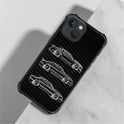 Close look at the CARLOCA Compatible with iPhone 15 Case, Black White Vector Car build quality