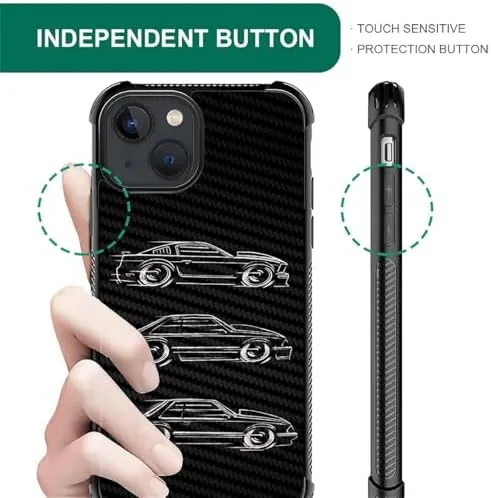 Another view of the CARLOCA Compatible with iPhone 15 Case, Black White Vector Car