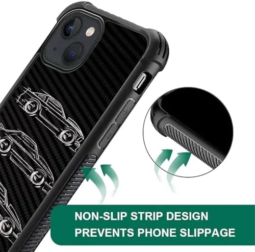 The CARLOCA Compatible with iPhone 15 Case, Black White Vector Car compared in context