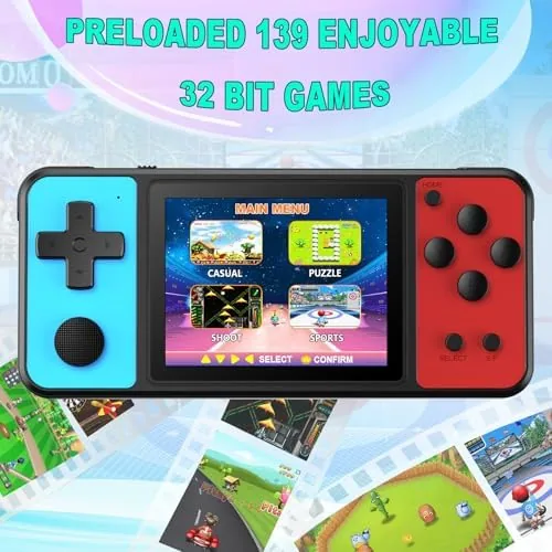 Menu screen of the handheld showing the library of 139 <a href=