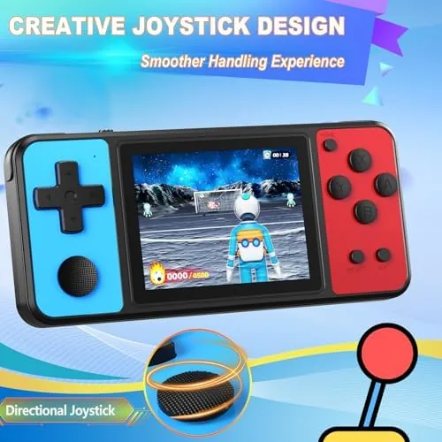 Handheld game next to a premium emulator console for comparison