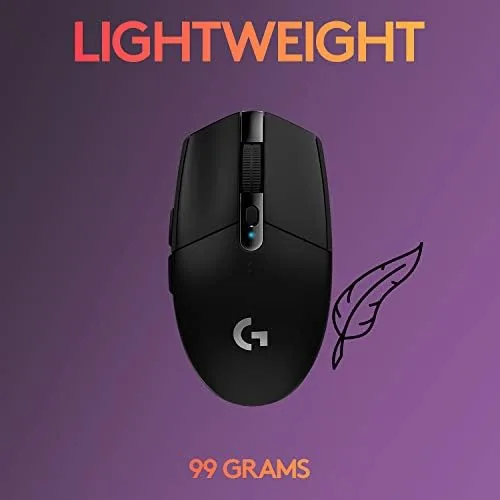 G305 next to a premium wireless gaming mouse for size comparison