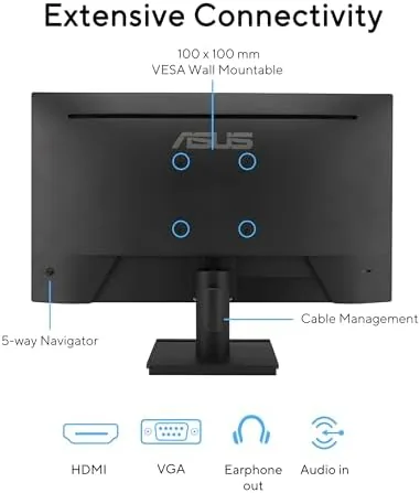 Home office desk with the VA249HG monitor and a laptop connected over HDMI