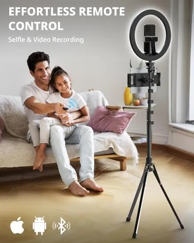 Another view of the UBeesize 12" Ring Light with 74" Extendable Tripod Stand and