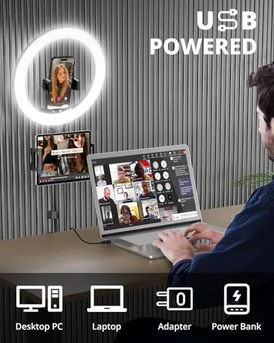 The UBeesize 12" Ring Light with 74" Extendable Tripod Stand and compared in context
