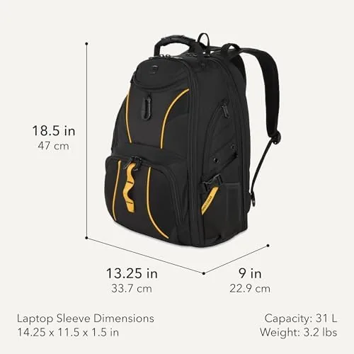 Close look at the SWISSGEAR 1900 ScanSmart Laptop Backpack, Fits Most 17-Inch Laptops, TSA-Friendly build quality