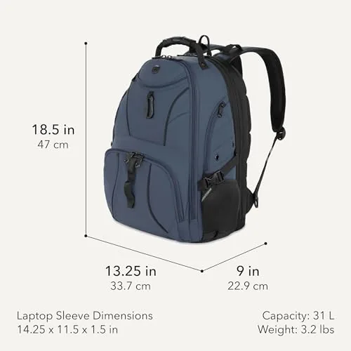 Close look at the SWISSGEAR 1900 ScanSmart Laptop Backpack, Fits Most 17-Inch Laptops, TSA-Friendly build quality