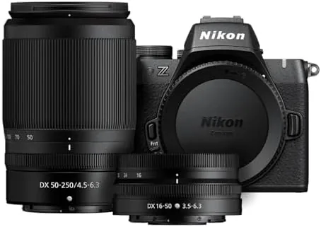The Nikon Z50 II body shown between the two kit zoom lenses