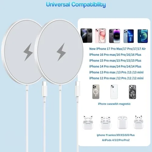 Detail shot of the [Apple MFi Certified]Magnetic Wireless Charger for iPhone 17 16 15,2Pack features