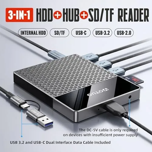 Close look at the YOTUO 1TB External Hard Drive, USB C Multiport Hub HDD build quality