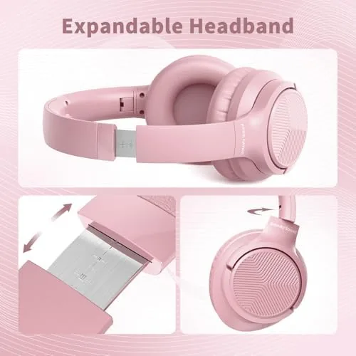 The Wired Headphones with Microphone for School, 3.5mm Corded Headphones, Pink in real use