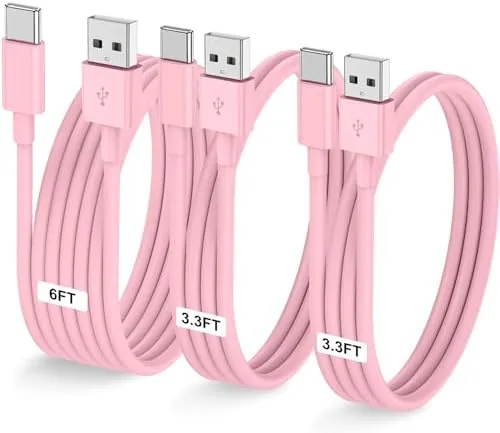 Overview of the LOFPYE 3-Pack Pink [3.3FT+3.3FT+6FT] USB A to USB C Cable，USB