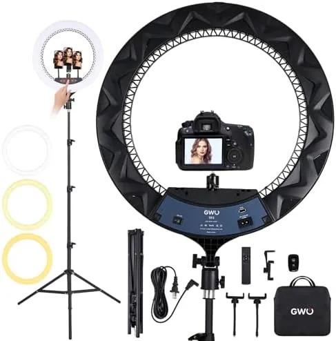 Overview of the GWO 18 inch LED Ring Light with Tripod Stand 6000K