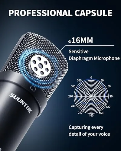 The condenser microphone connected to an audio interface with phantom power enabled
