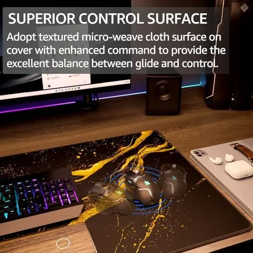 Close look at the KTRIO Large Gaming Mouse Pad, Desk Mat, 31.5 x 15.7 build quality