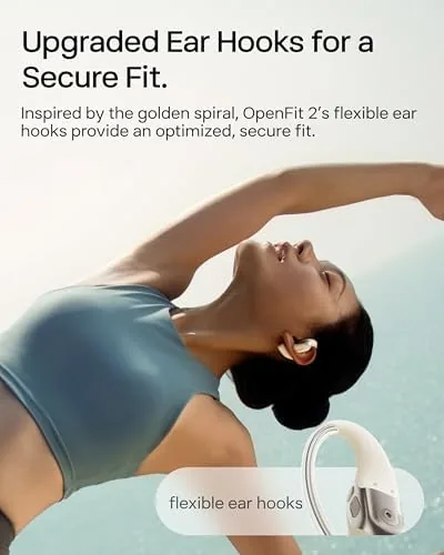 The SHOKZ OpenFit 2 Open-Ear Earhook Bluetooth Earbuds, White,48H Playtime | compared in context