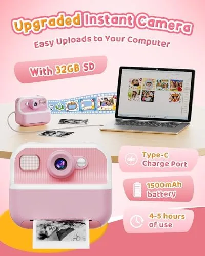 The camera charging over USB with a memory card visible beside it
