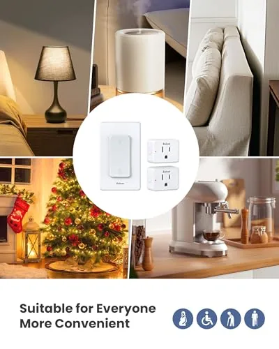 Another view of the 2-Gang Remote Control Outlet Plug Switches, Upgrade Dual Switch Design