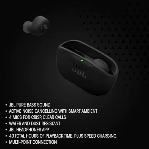The Vibe Buds 2 worn in the ears with the touch controls visible on the stems