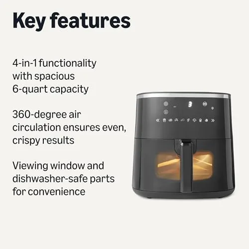 Close look at the Amazon Basics 6-Quart Digital Air Fryer with Easy View Window build quality