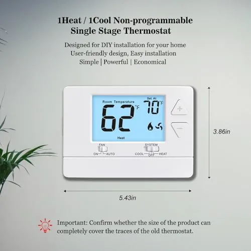 Close look at the NonProgrammable Thermostat for Home, Digital Energy-Saving Thermostat,Single-Stage Systems, 1 Heat/1 build quality