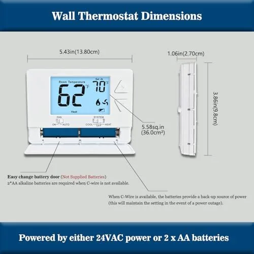 The NonProgrammable Thermostat for Home, Digital Energy-Saving Thermostat,Single-Stage Systems, 1 Heat/1 in real use