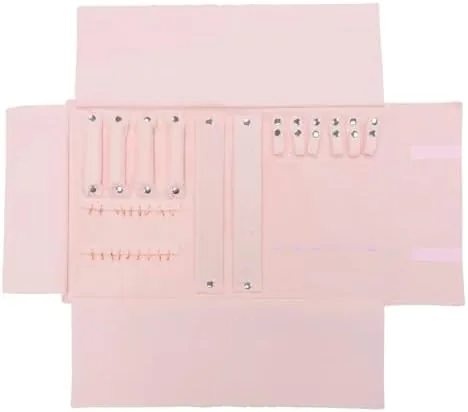 The UnionPlus Travel Jewelry Roll Organizer, Pink | Soft Velvet Jewelry compared in context